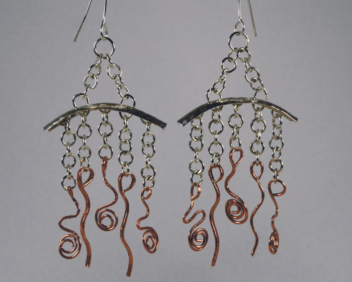 Formed and textured silver, copper